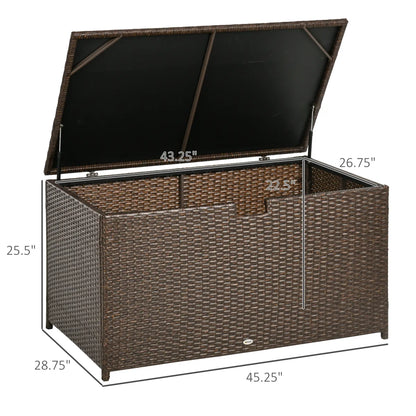 113 Gallon Rattan Outdoor Deck Storage Box, Brown