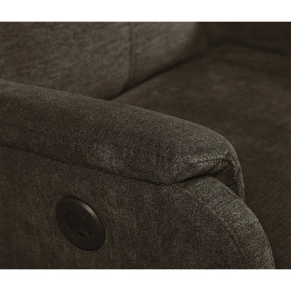 Chenille Power Recliner Chair with Side Pocket, Dark Brown