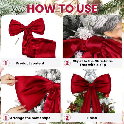 Large Wine Red Satin Christmas Tree Topper Bow