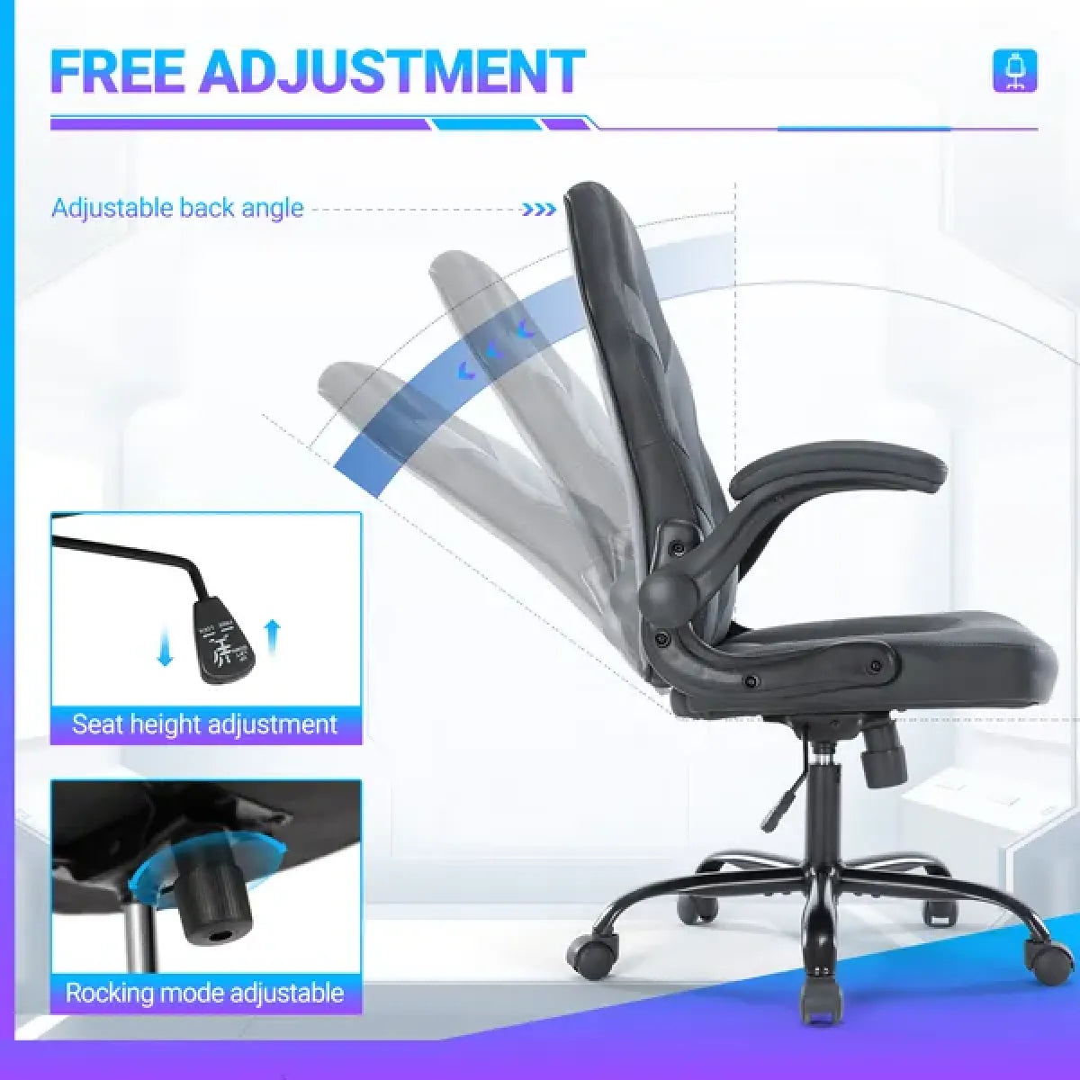 Ergonomic Leather Racing Gaming Chair with Flip-Up Armrests – view 2