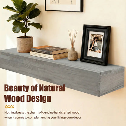 60" Rustic Wood Fireplace Mantel, Floating Wall Shelf – view 3