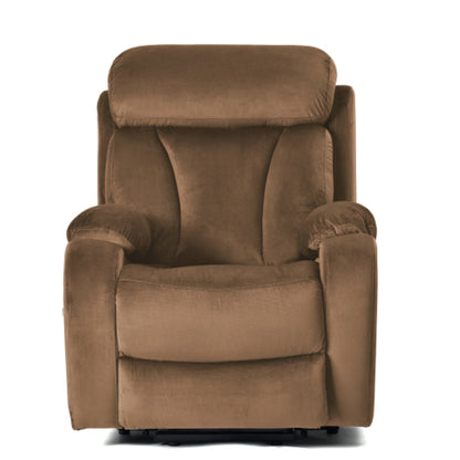 Power Lift Recliner Chair – Velvet Fabric with Wood & Steel Frame, Brown Living Room for Elderly – view 6