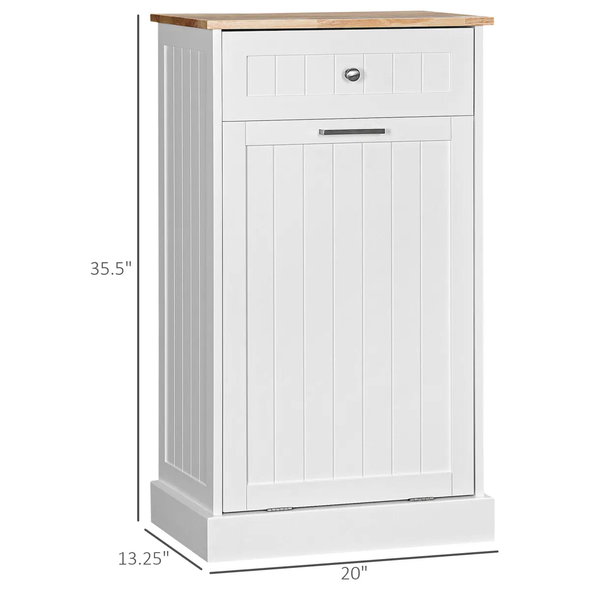 10 Gallon Tilt-Out Trash Cabinet with Storage Drawer, White