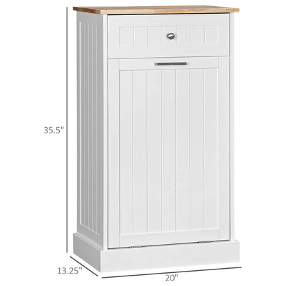 10 Gallon Tilt-Out Trash Cabinet with Storage Drawer, White
