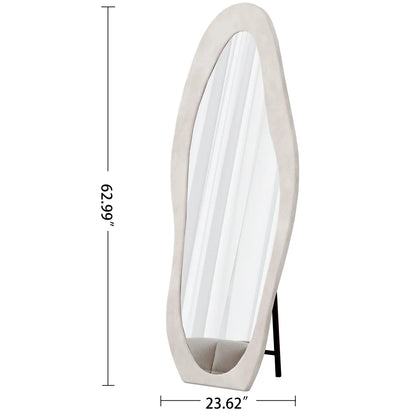 Full-Length Floor Mirror with Flannel-Wrapped Frame – Leaning Wall Mirror