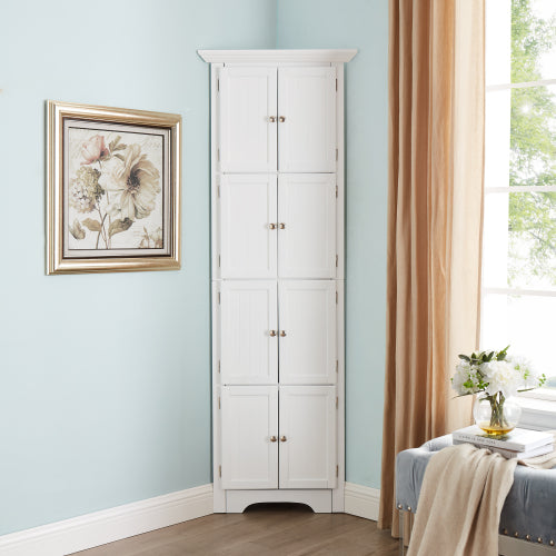 Tall storage cabinet with 4 shelves, white