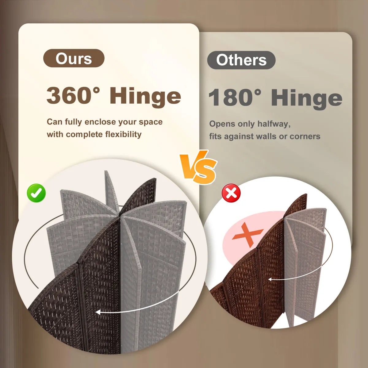Folding Room Divider Screen, Coffee – view 3