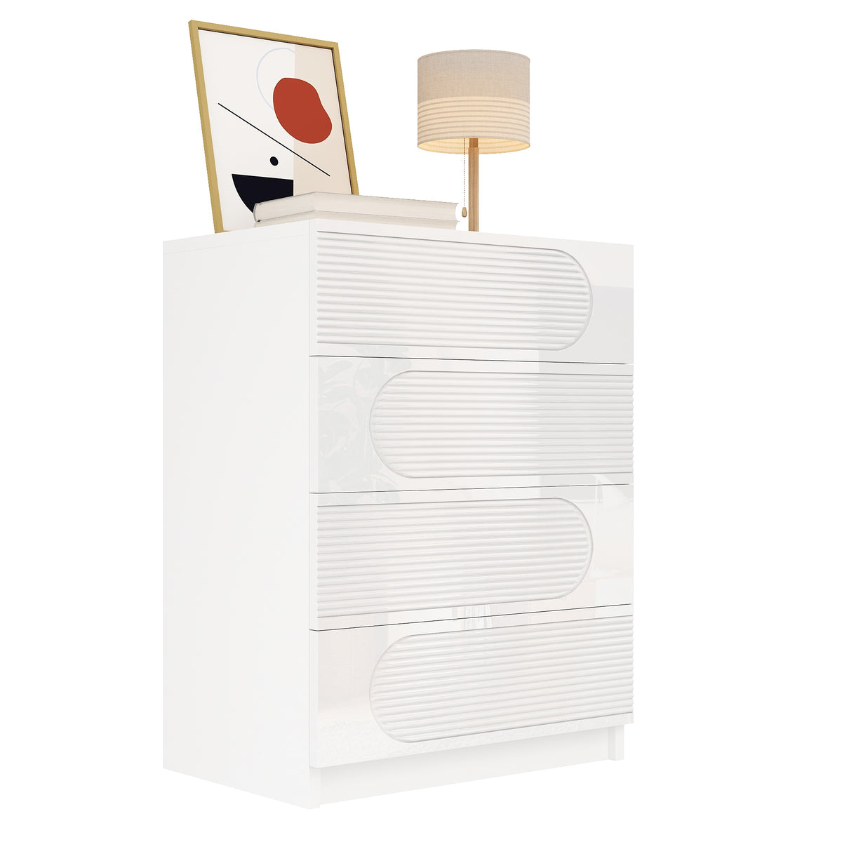 Modern 4-drawer storage cabinet, white