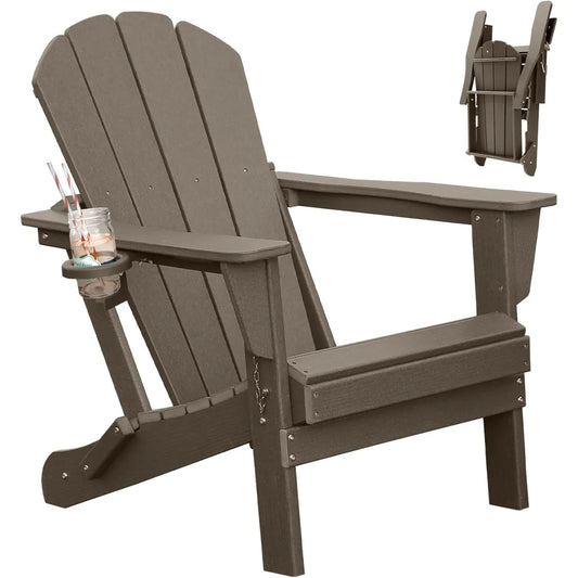Folding HDPE Adirondack Chair with Cup Holder