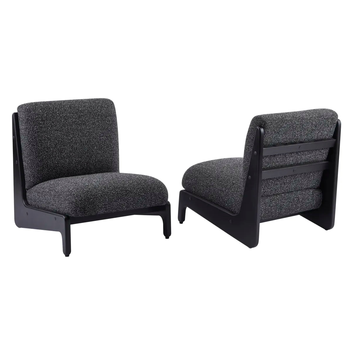 Modern Accent Chair Set of 2, Black with Solid Wood Frame – view 4