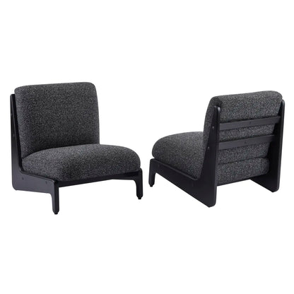 Modern Accent Chair Set of 2, Black with Solid Wood Frame – view 4