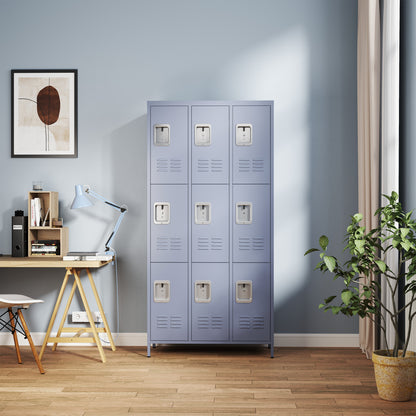 9-door metal locker, 72 inch, gray
