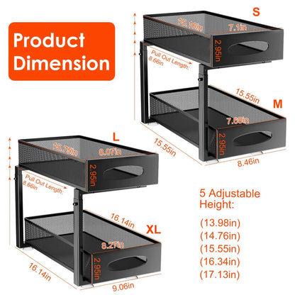 2-Piece Under-Sink Organizer, 2-Tier Pull-Out Cabinet Storage