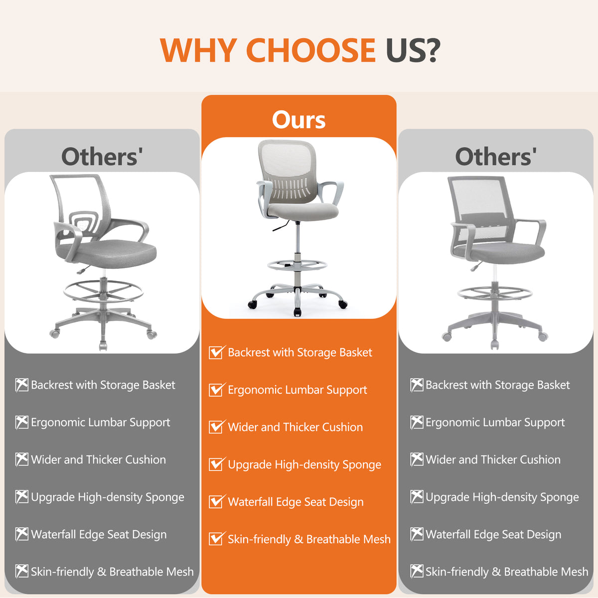 Adjustable standing desk office chair