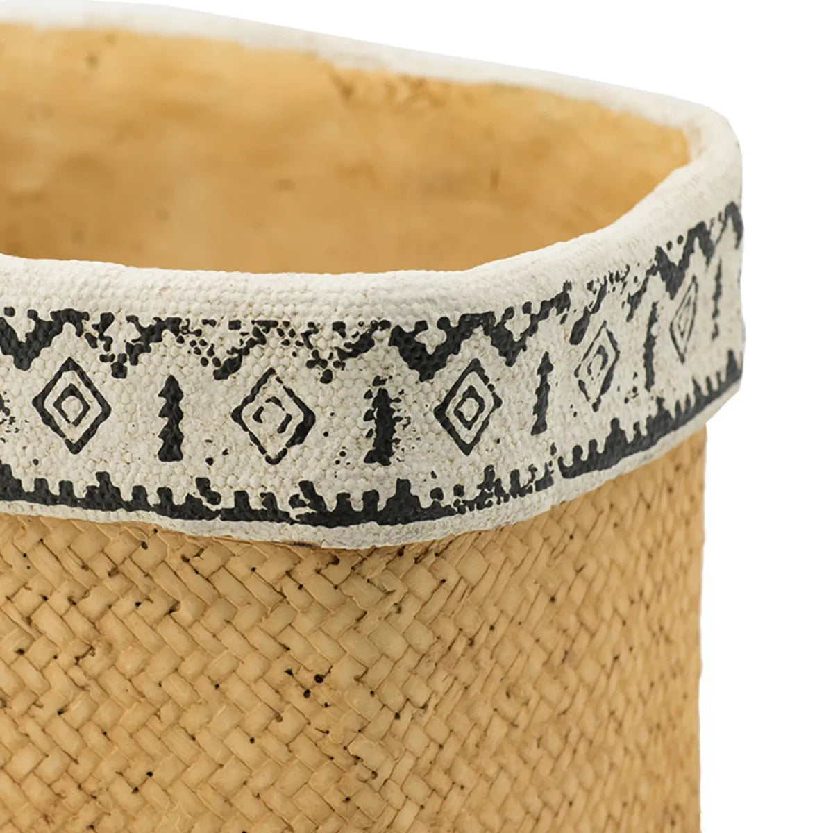 Set of 2 Rectangular Basket Planters with Geometric Trim