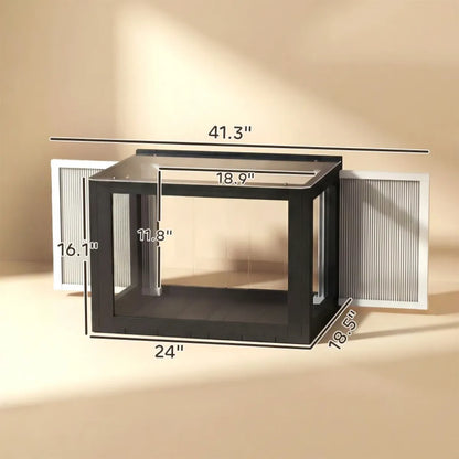 Window-Mounted Outdoor Cat Enclosure with Acrylic Viewing Dome, Black and White