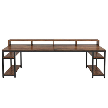 Two-person desk with monitor stands, 78 inch