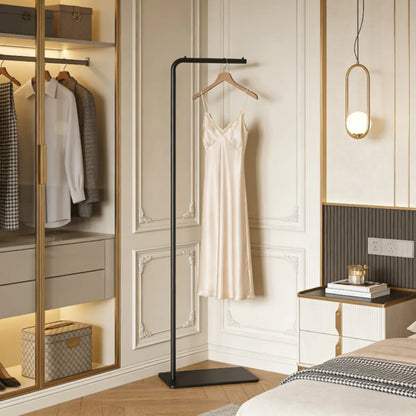 Freestanding Clothing Rack with Marble Base, Gold Metal