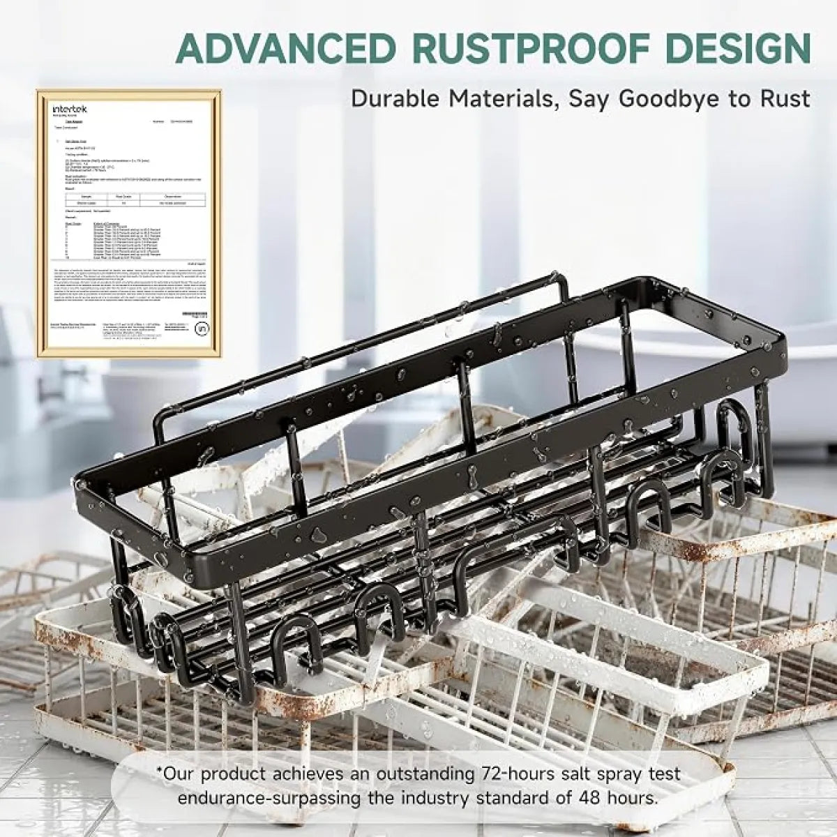 6-Pack Black Shower Caddy Set – Adhesive Bathroom Storage Shelves