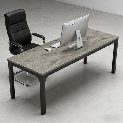 Rectangle executive office desk, black grey