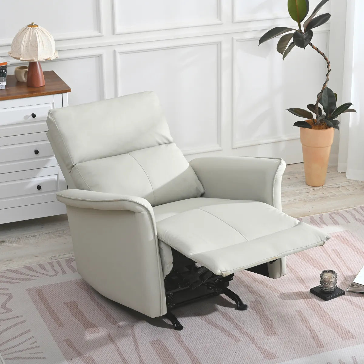 Leather Manual Rocker Recliner Chair
