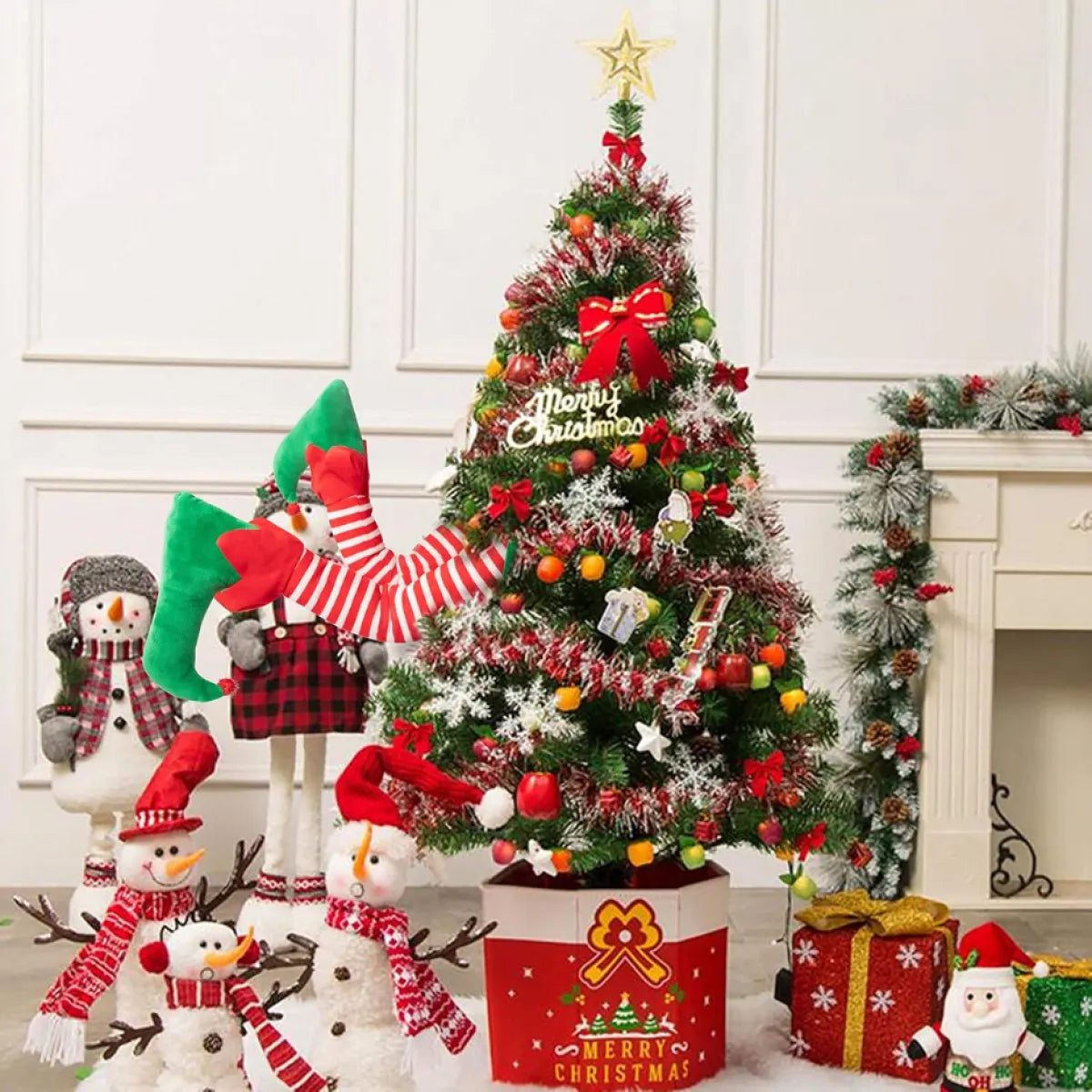 Elf Legs Stuck in Tree Christmas Tree Topper