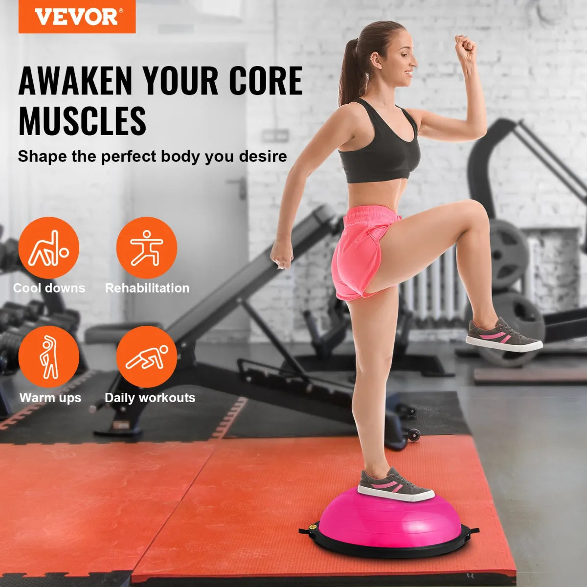 26" Half Exercise Ball Balance Trainer – Heavy-Duty Stability Dome with Resistance Bands