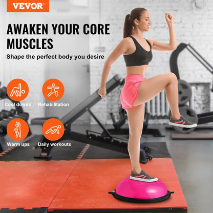 26" Half Exercise Ball Balance Trainer – Heavy-Duty Stability Dome with Resistance Bands