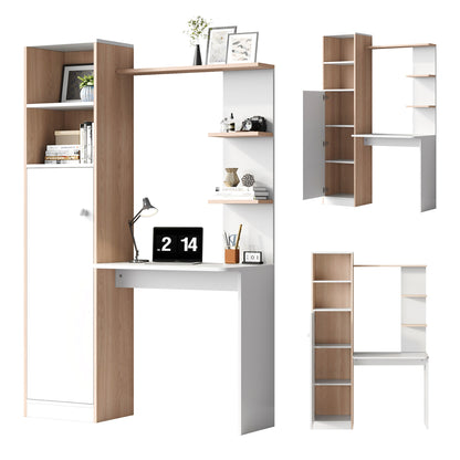 Work desk with storage cabinet and open shelf