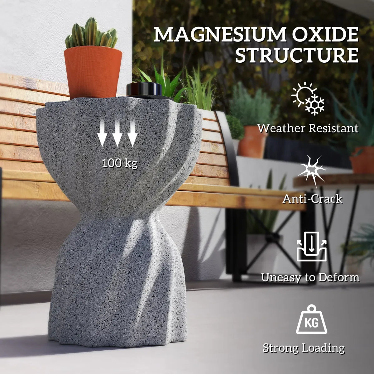 Spiral Flower-Top Garden Stool Side Table, Grey
