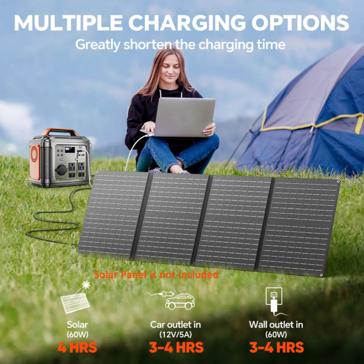 300W Portable Power Station with 60W Solar Panel