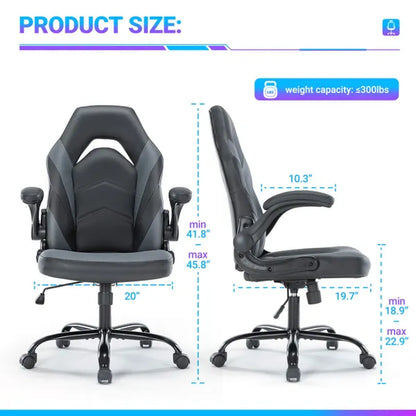 Ergonomic Leather Racing Gaming Chair with Flip-Up Armrests – view 4