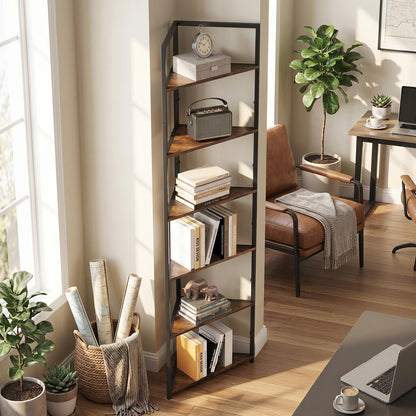 6-tier retro corner bookshelf