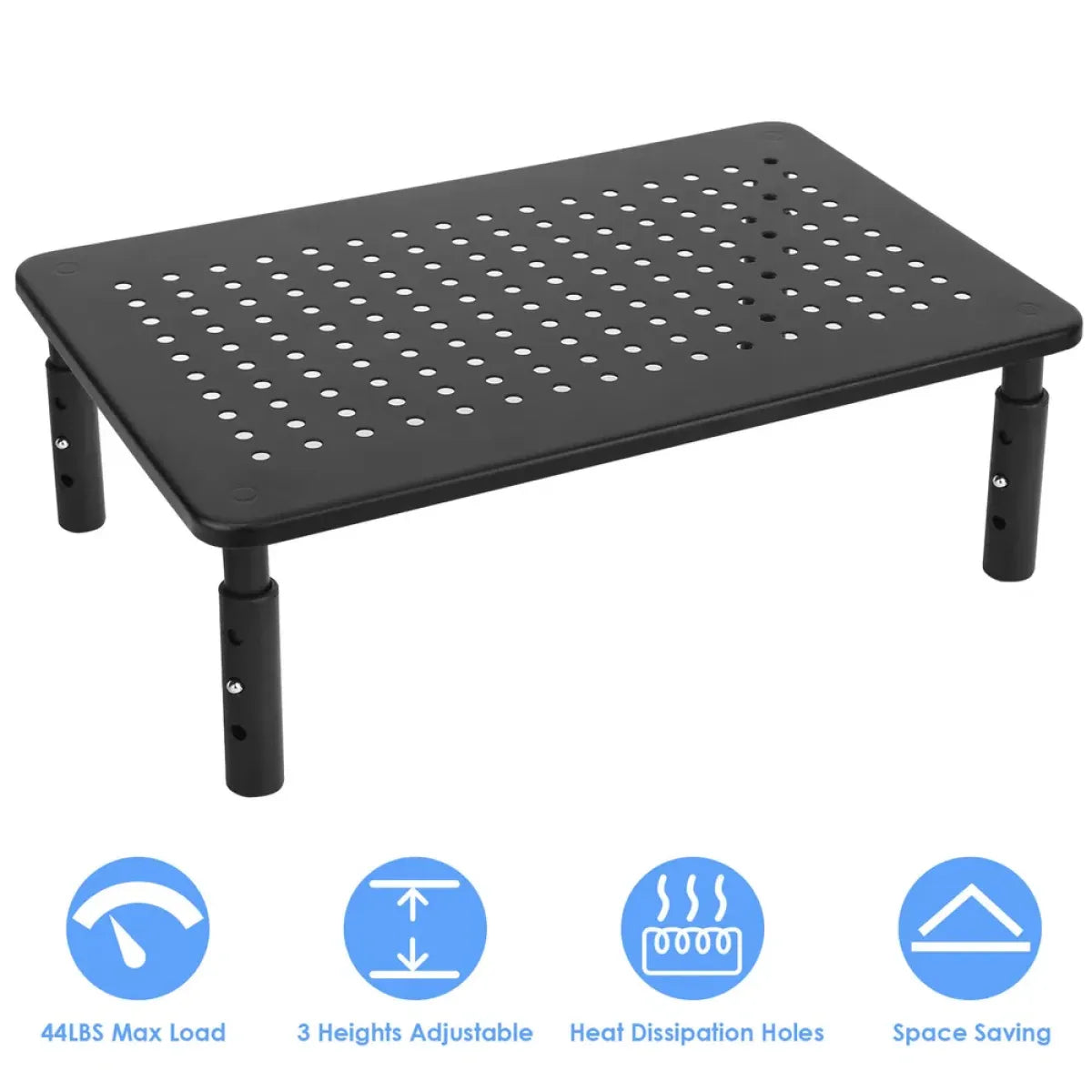 3-Height Adjustable Monitor Stand Riser – Iron with Ventilation Holes, Desk Organization – view 5