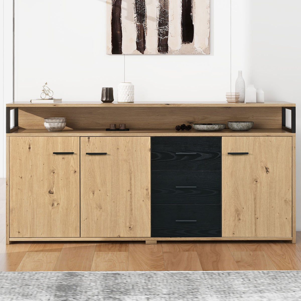Industrial sideboard with 3 doors and 3 drawers