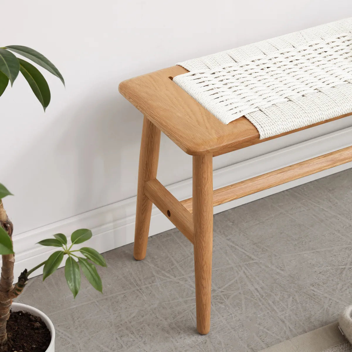 Wood Dining Bench, White