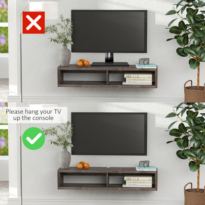 Wall-mounted floating TV stand, dark grey