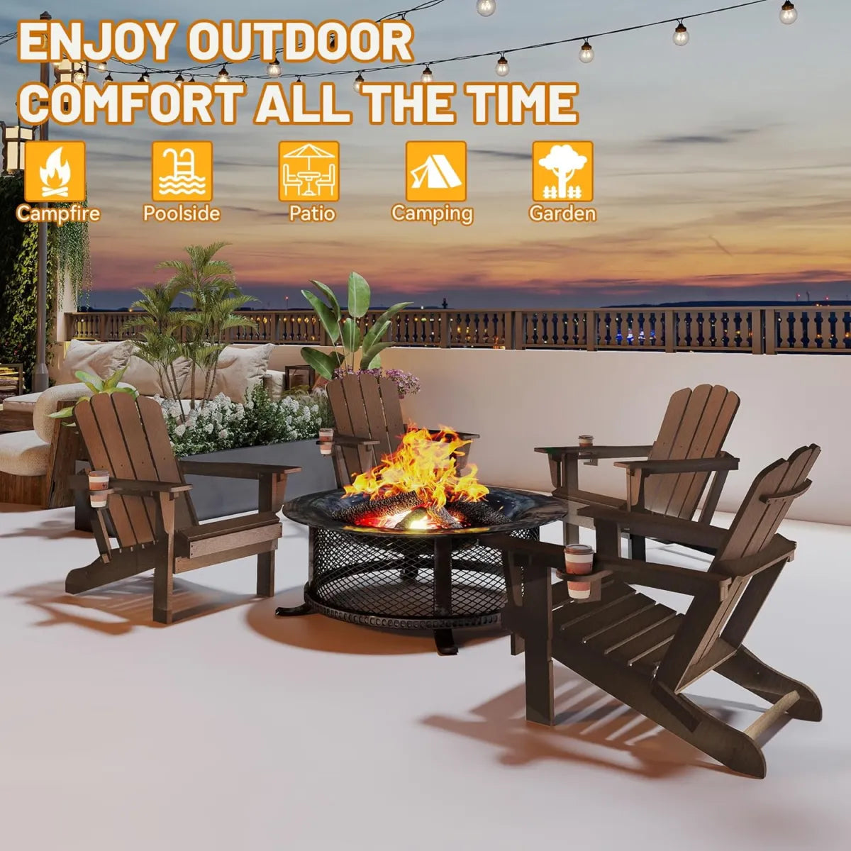 Folding HDPE Adirondack Chair with Cup Holder – view 7
