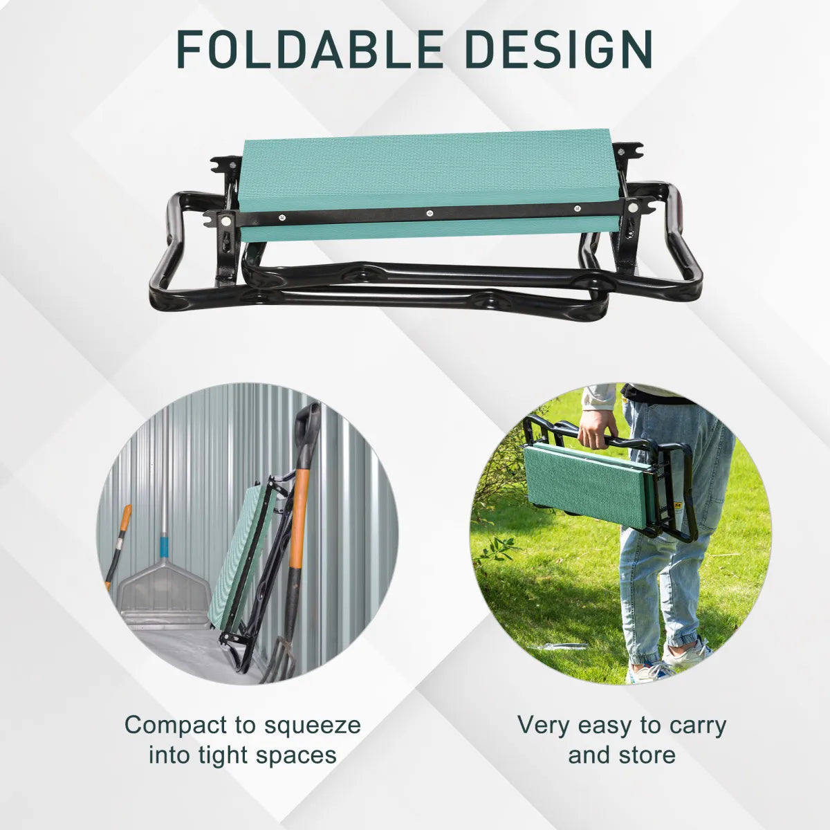 Padded Garden Kneeler and Seat Bench, Green
