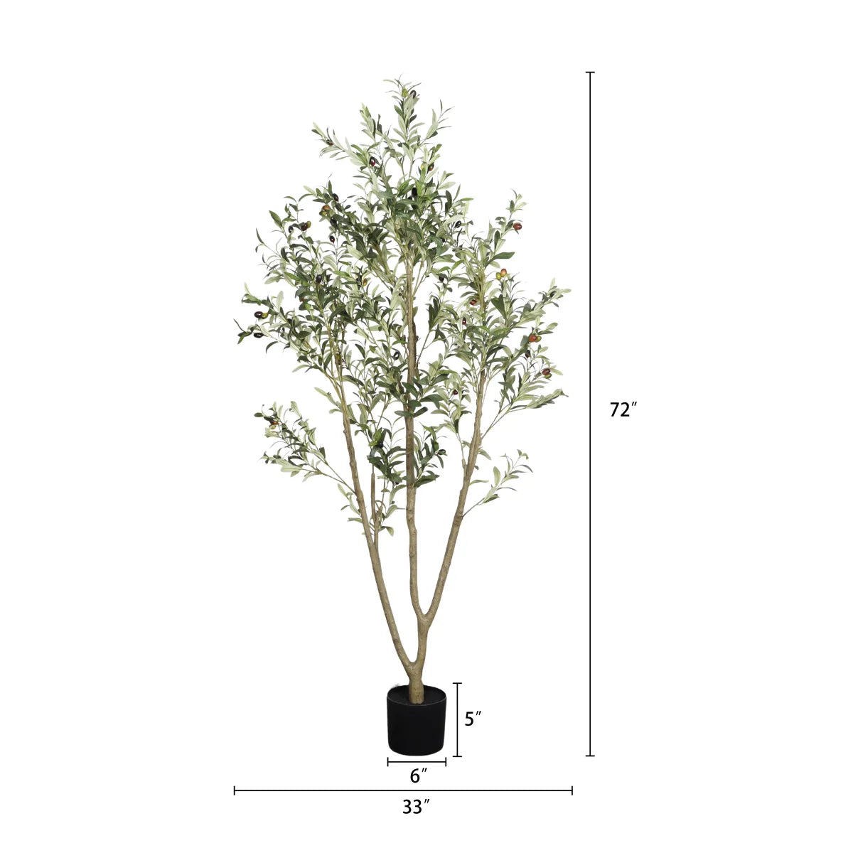6 Ft Artificial Olive Tree in Black Pot, Lifelike Faux Potted Plant for Indoor Decor