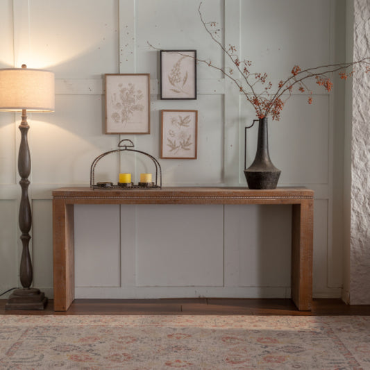 Solid Wood Console Table – Natural Wood, Narrow Entryway & Living Room Sofa Table