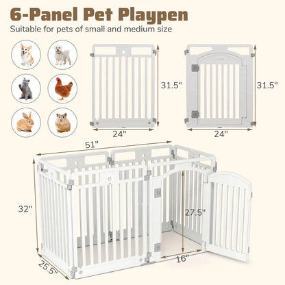 6-Panel HDPE Dog Playpen – Convertible Fence with Lockable Door