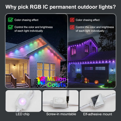 Permanent Outdoor RGB String Lights – Smart App-Controlled Eave Lights