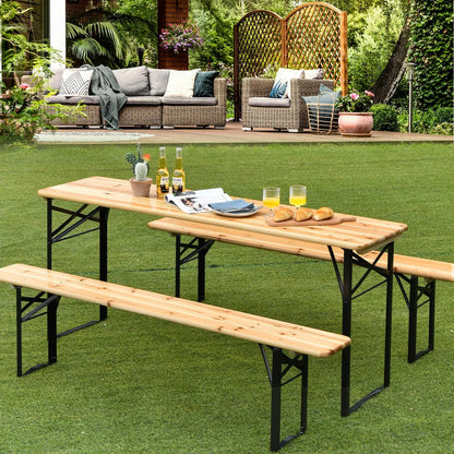 3-Piece Folding Wooden Picnic Table and Bench Set
