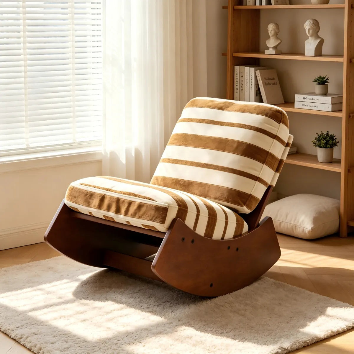 Upholstered Glider Rocking Chair, Solid Wood Frame Accent Chair – view 4