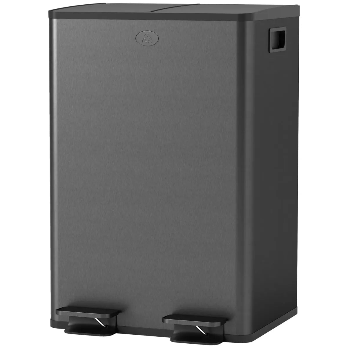 Dual Trash Can with Soft-Close Foot Pedal – 2-Compartment Recycling Bin, Black