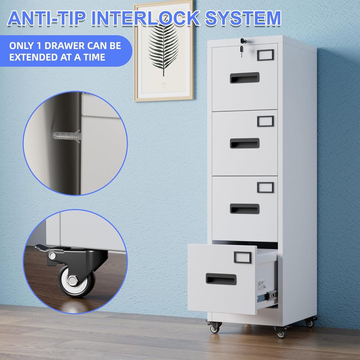 4-Drawer Lockable File Cabinet - in office