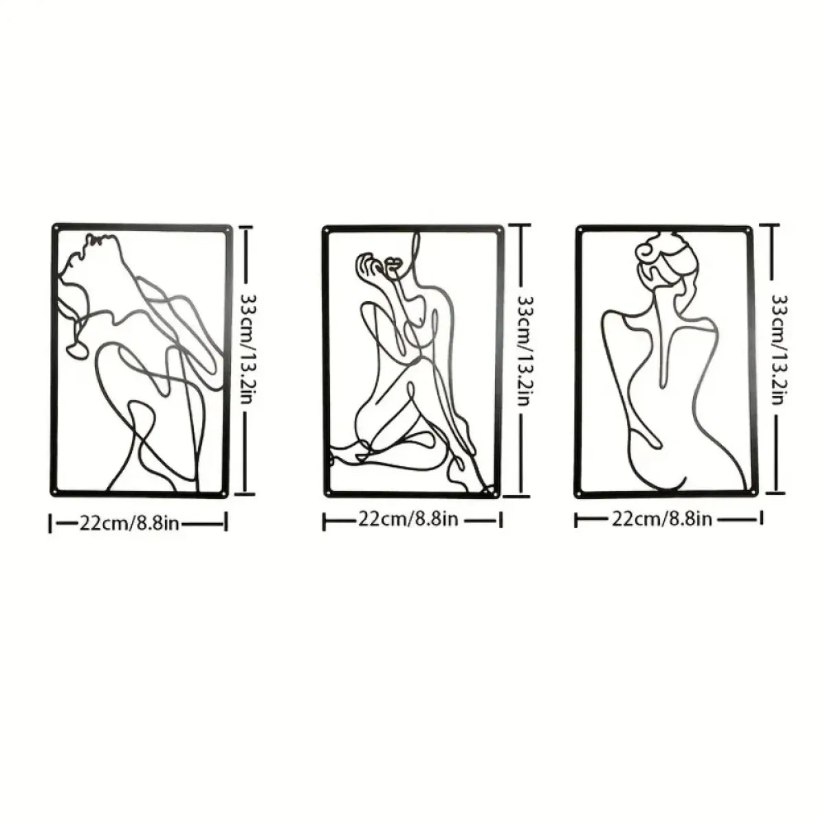 3-Piece Abstract Line Art Wall Sculpture Set, Modern Minimalist Decor
