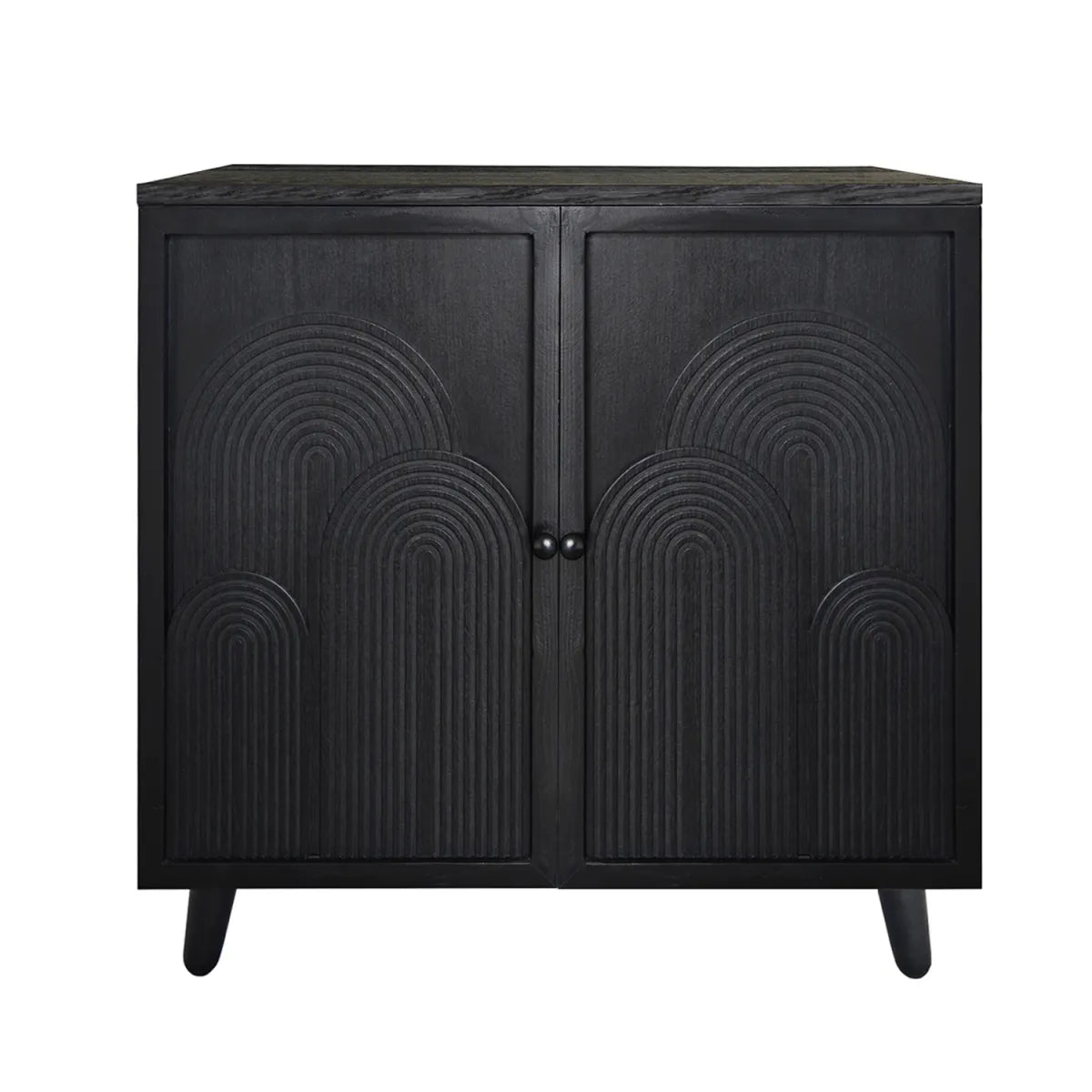 Modern Black Wood Accent Cabinet with Embossed Door – view 4