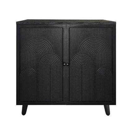 Modern Black Wood Accent Cabinet with Embossed Door – view 4